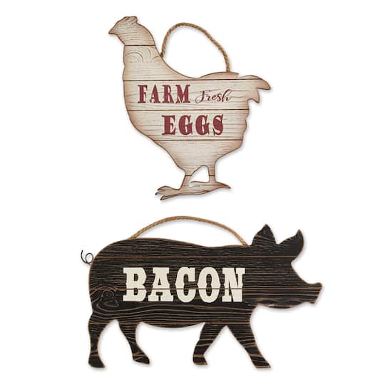 Chicken and Pig Farmhouse Signs Set